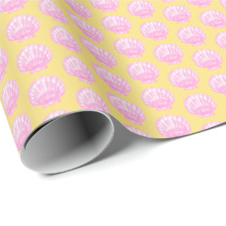Papel De Presente Vibrant Shell (Yellow and Pink) Wrapping Paper