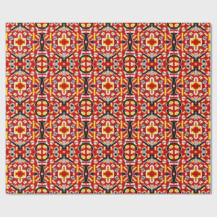 Papel De Presente Vibrant Tribal Fusion Geometric Symmetry Pattern