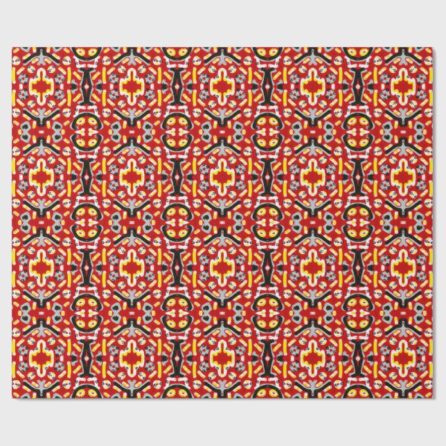 Papel De Presente Vibrant Tribal Fusion Geometric Symmetry Pattern (Aberto)