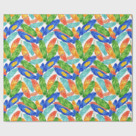 Papel De Presente Vibrant Watercolor Feather Pattern — Abstract ِArt