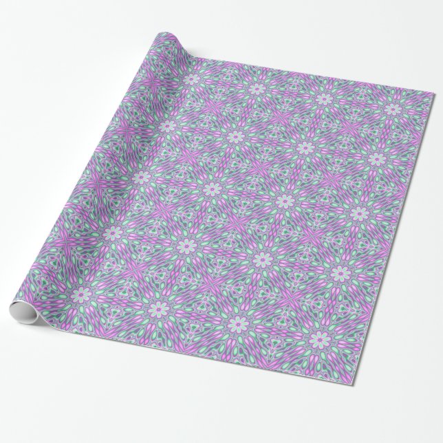 Papel De Presente Vibrante Abstrato Floral (Desenrolado)
