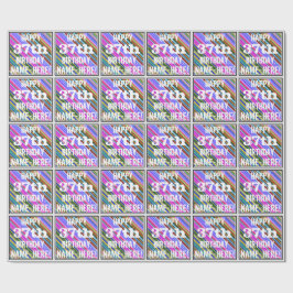 Papel De Presente Vibrante, Colorido 37º Aniversário + Nome Personal