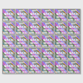 Papel De Presente Vibrante, Colorido 45º Aniversário + Nome Personal