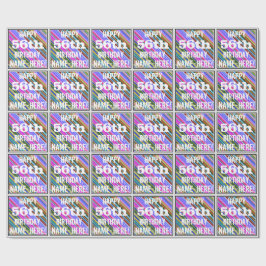 Papel De Presente Vibrante, Colorido 56º Aniversário + Nome Personal