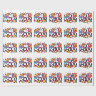 Papel De Presente Vibrante Design Tipográfico Kawaii Doodle para Rou