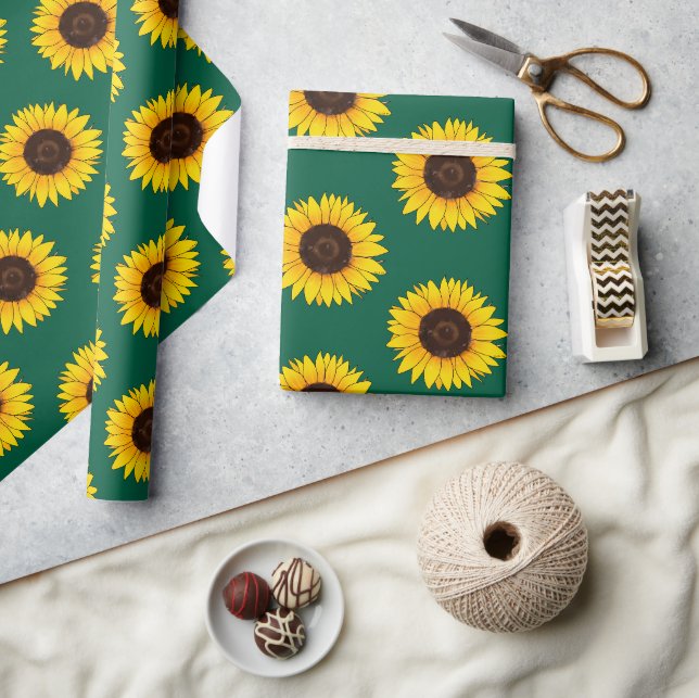 Papel De Presente Vibrante Flor de Girassol Amarelo (Artesanato)