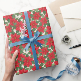 Papel De Presente Vibrante Flor de Poinsettia Elegante Floral