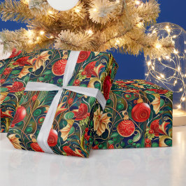 Papel De Presente Vibrante Ornamental Natal