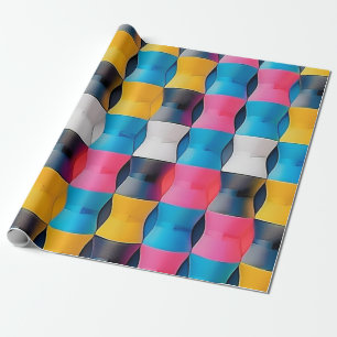 Papel De Presente Vibrante padrão geométrico de ampulheta 3D