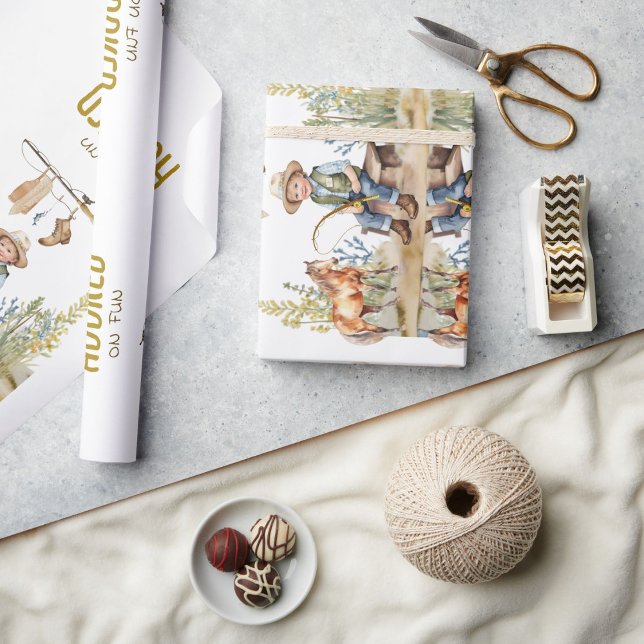 Papel De Presente Viciado em Chá de fraldas Derby, Pequeno Pescador  (Criador carregado)