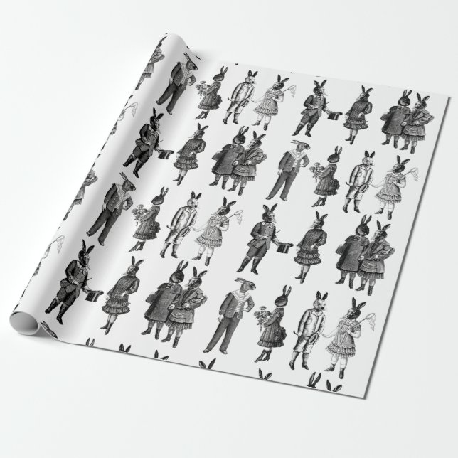 Papel De Presente victorian animals kids funny (Desenrolado)
