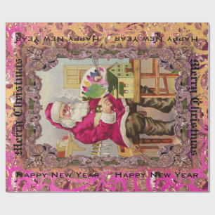 Papel De Presente Victorian ocupado do papai noel grande