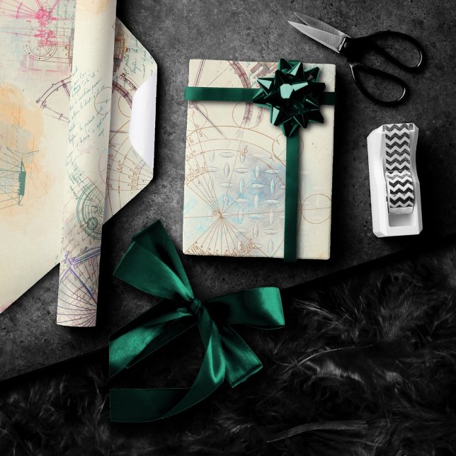 Papel De Presente Victorian Steampunk | Grunge de Aquarela Pastel (Criador carregado)