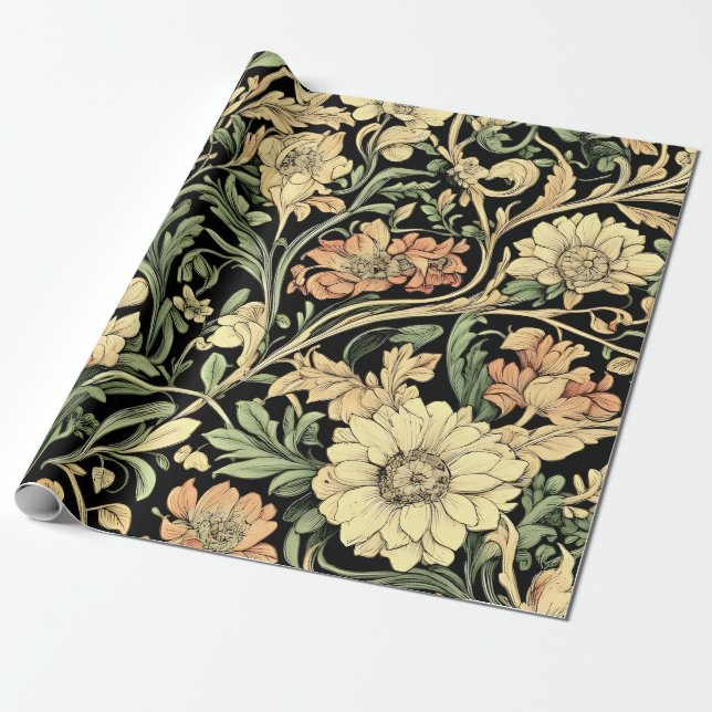Papel De Presente Victorian-style floral pattern  (Desenrolado)