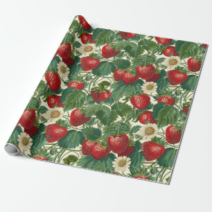 Papel De Presente Vida de Luxo Cottagecore: Morango Delicioso
