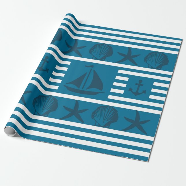 Papel De Presente Vida marinha (Desenrolado)