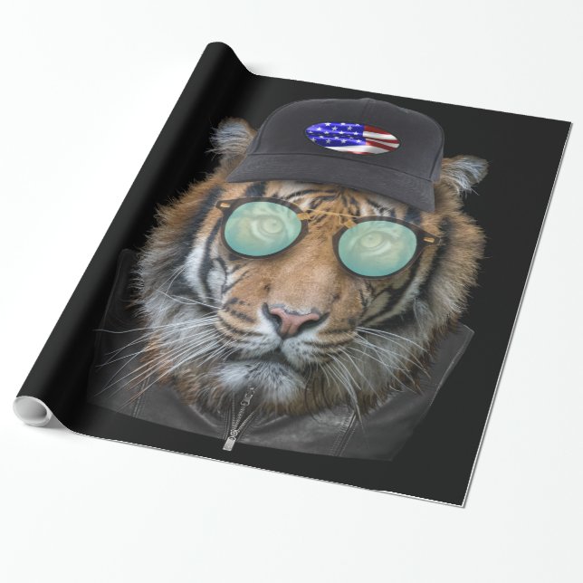 Papel De Presente Vida selvagem engraçada vestida de Bengal Tiger (Desenrolado)