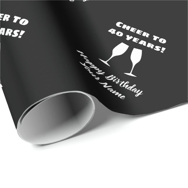 Papel De Presente Vidro aplaude desejos elegantes de aniversário de  (Ponta do rolo)