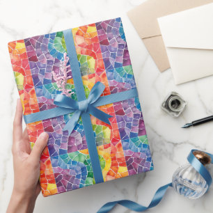 Papel De Presente Vidro Colorido Arco-íris Aquarela