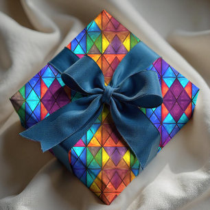 Papel De Presente Vidro colorido diamante elegante fosco