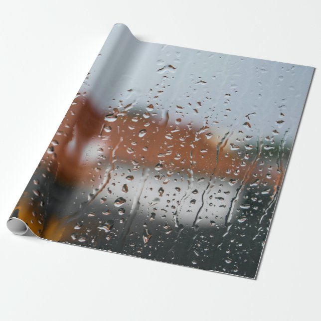 Papel De Presente Vidro com gotas de chuva (Desenrolado)