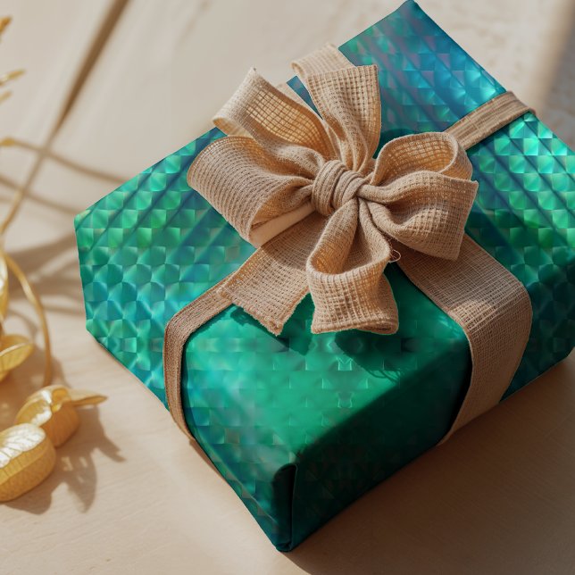 Papel De Presente Vidro geométrico em tons de aqua elegante (Criador carregado)