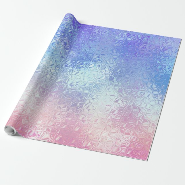 Papel De Presente Vidro iridescente 2 rosa-ouro e ombre azul (Desenrolado)