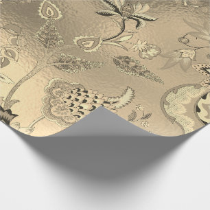Papel De Presente Vidro mais foxier do Sepia Dourado oriental floral