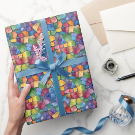 Papel De Presente Vidro Manchado Arco-íris Aquarela