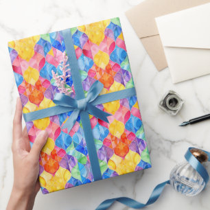 Papel De Presente Vidro Manchado Arco-íris Aquarela