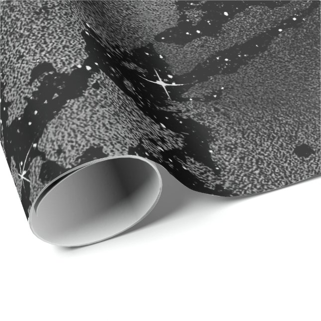 Papel De Presente Vidro Metálico Espelho Marble Wall Negra (Ponta do rolo)