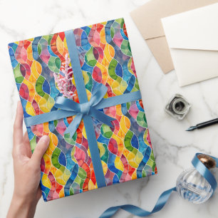 Papel De Presente Vidro Pintado Arco-íris Aquarela