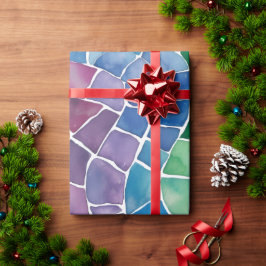 Papel De Presente Vidro Pintado Arco-íris Aquarela