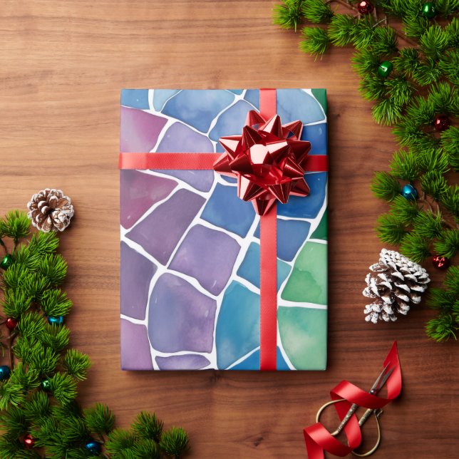 Papel De Presente Vidro Pintado Arco-íris Aquarela (Presente de Natal)
