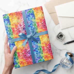 Papel De Presente Vidro Pintado Arco-íris Aquarela