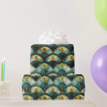 Vidro Policromado Pavão Azul, Turquesa e Dourado