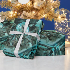 Papel De Presente Vidro Verde Azul Joia Verde Elegante Natal Aqua
