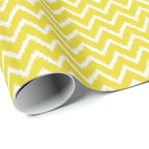 Papel De Presente Vigas de Ikat - amarelo e branco da mostarda