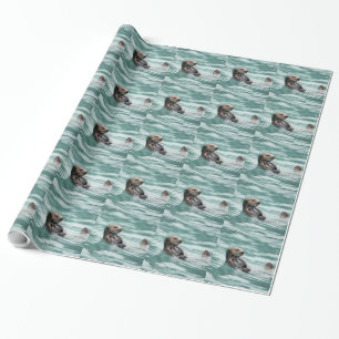 Papel De Presente Vigiando a lontra marítima