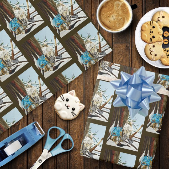 Papel De Presente Viking Cat Blue Dragon (Criador carregado)