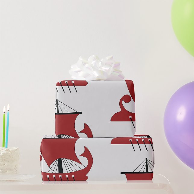 Papel De Presente Viking Longship Silhouette Drakkar Ship (Criador carregado)