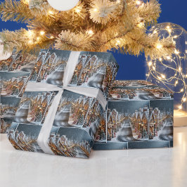 Papel De Presente Vila de Pão de Gingerpão de Natal