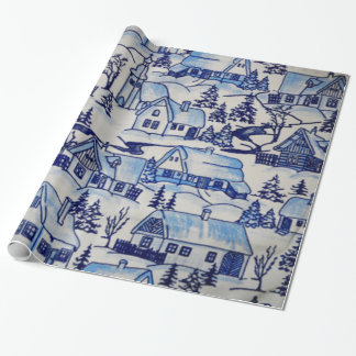 Papel De Presente Vila do Feliz Natal do vintage/Casa-de-Grosch