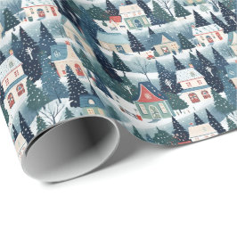 Papel De Presente Vila Festiva de Natal