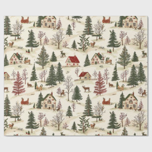 Papel De Presente Vila Vintage de Natal