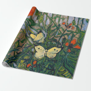 Papel De Presente Vincent van Gogh - Borboletas e Papoulas
