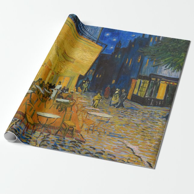 Papel De Presente Vincent van Gogh - Cafe Terrace à Noite (Desenrolado)