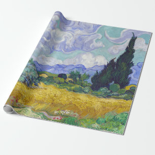 Papel De Presente Vincent Van Gogh - Campo de Trigo com Ciprestes