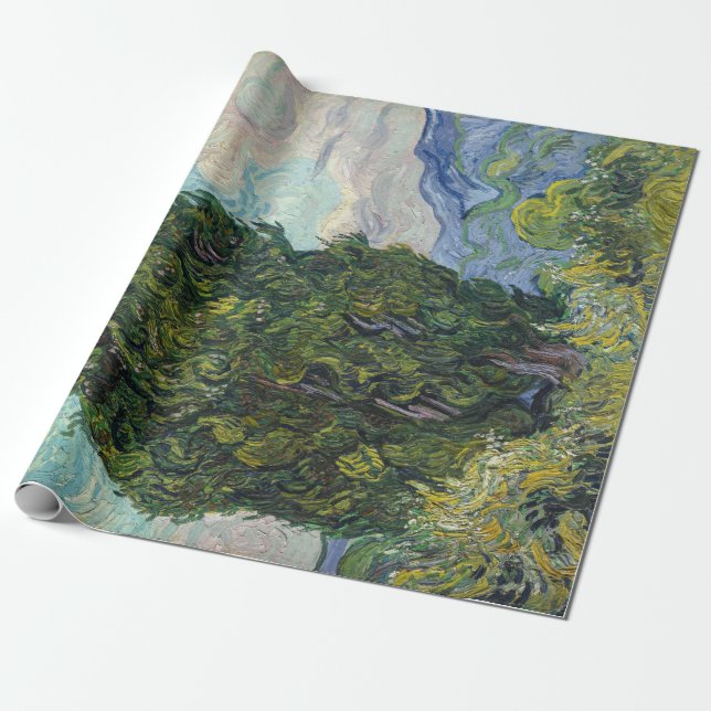 Papel De Presente Vincent van Gogh - Ciprestes (Desenrolado)