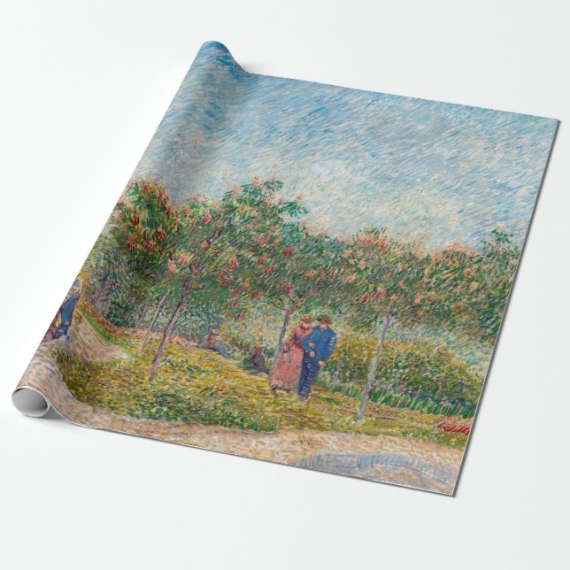 Papel De Presente Vincent van Gogh - Jardim em Montmarte com Amantes (Desenrolado)
